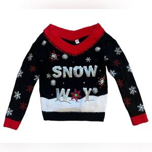 Holiday Time Women’s Snow Way Bling Cozy Oversized Bling Holiday Sweater SizeL
